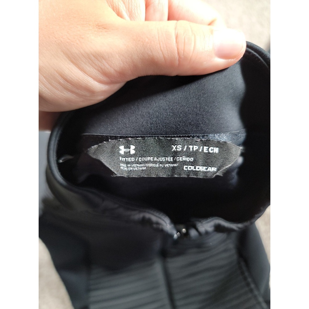 Under Armour Jacket Size XS Black Womens PGA Logo Thermal Mock Stretch Fitted - Picture 10 of 16